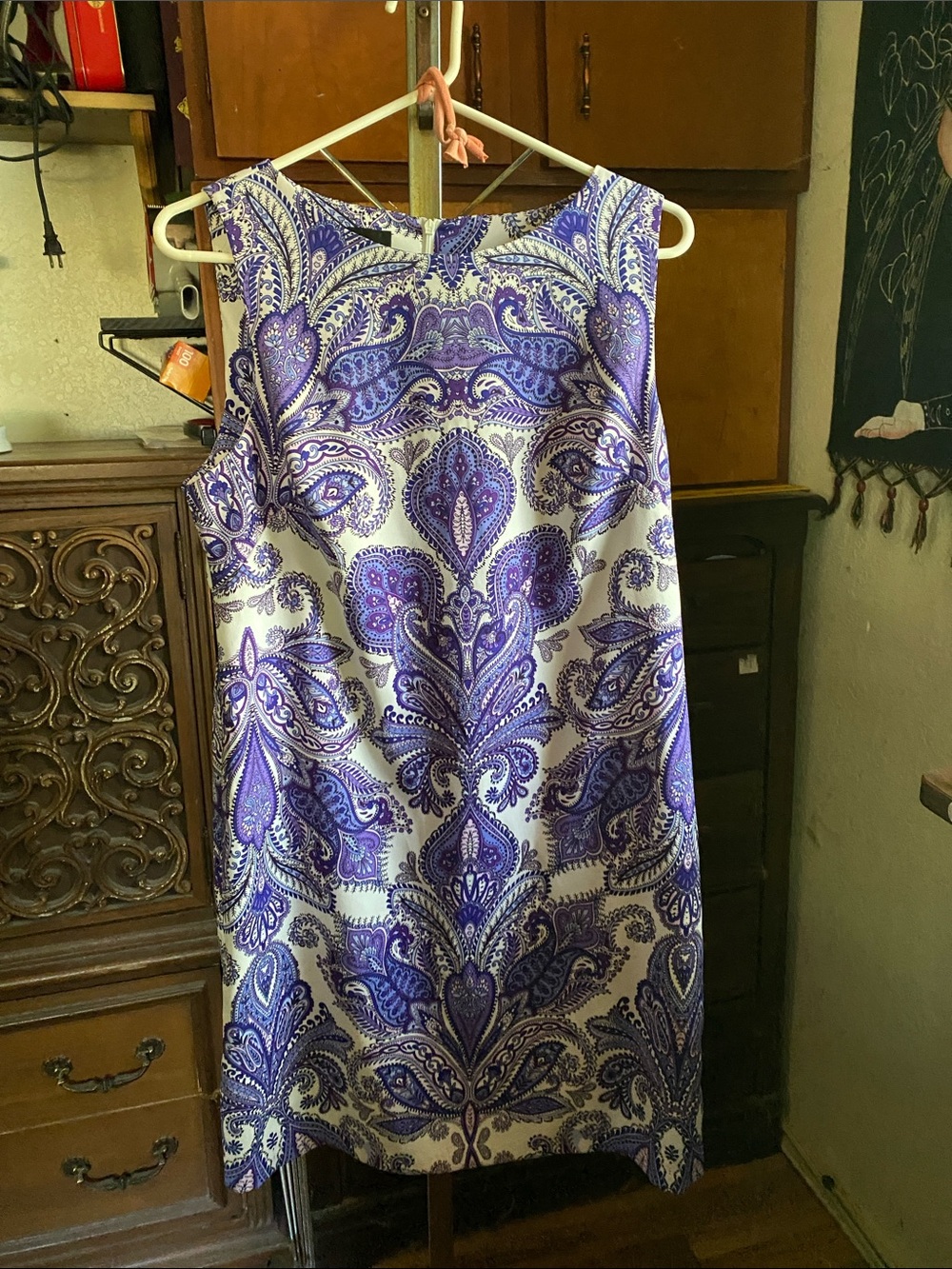 Alyx Purple and White Paisley Sleeveless Mini Dress
